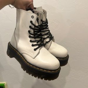 Dr marten leather chunky white platform boots size 6